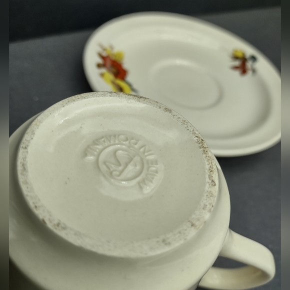 Vintage Faianta Sighisoara (FS) Romania Tea Cup & Saucer Ivory Autumn - Picture 8 of 8